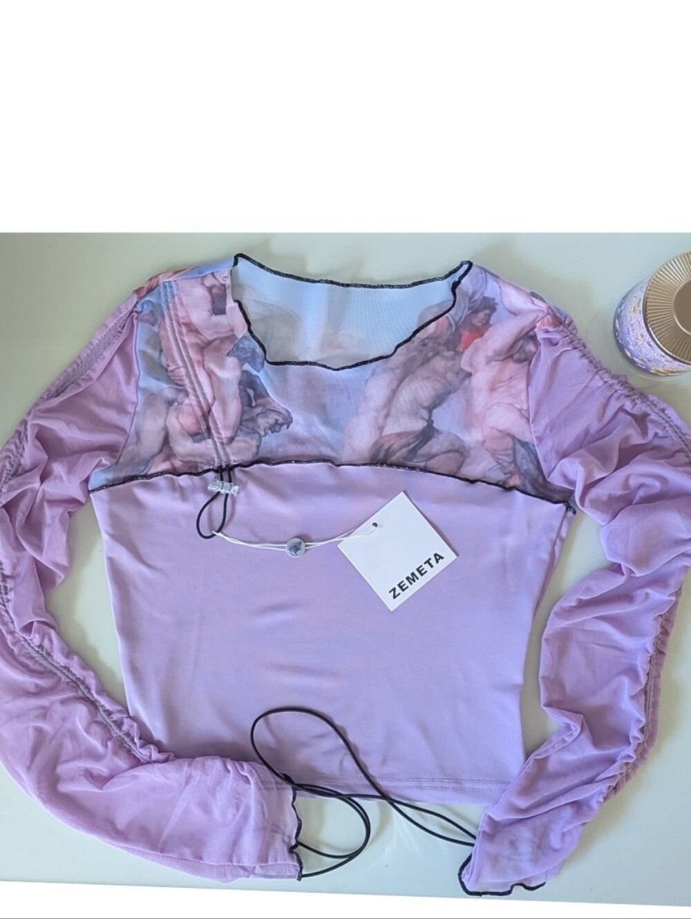 Zemeta Renaissance Mist Long Sleeve Mesh Top